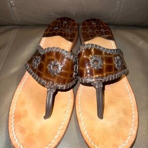 Jack Rogers Croc Embossed Thong Sandals, Women’s size 8